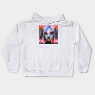 MARKED Glitch Art Trippy Portrait Glitchcore Kids Hoodie